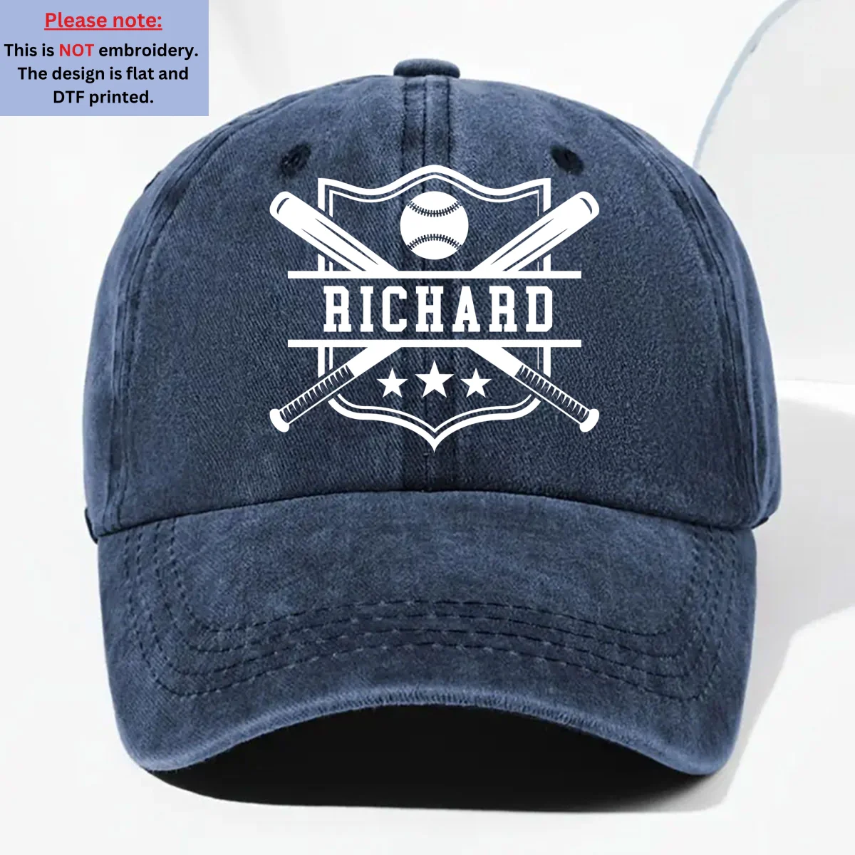 Baseball Kid - Personalized Custom Vintage Washed Denim Cap - Image 9