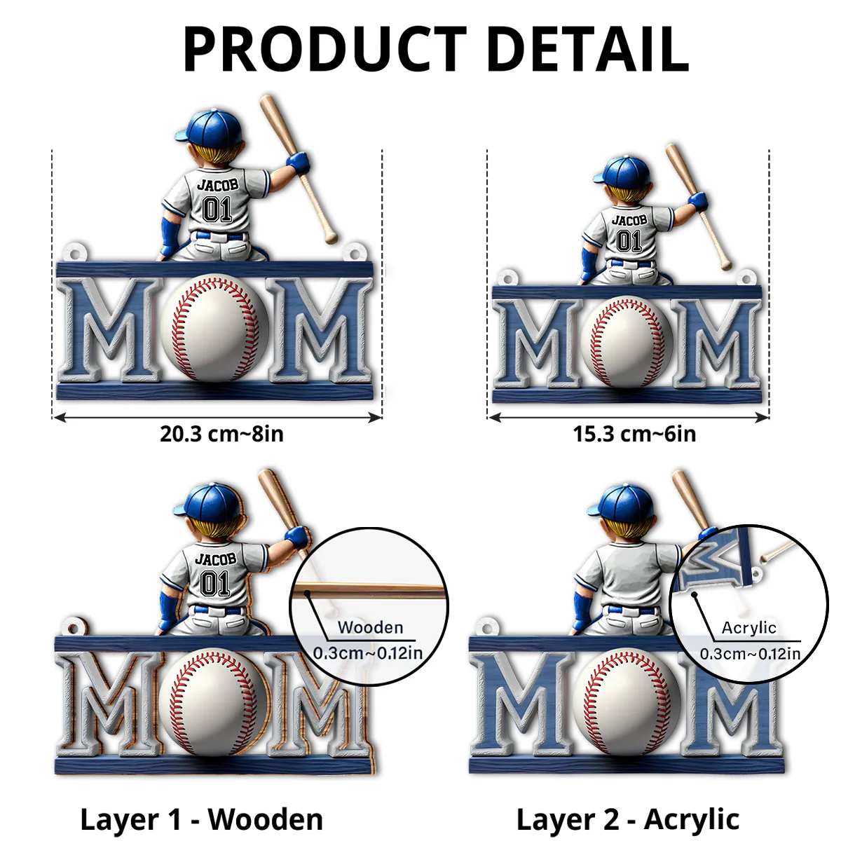 Baseball Life, Mom Pride - Personalized Custom Suncatcher - Image 4