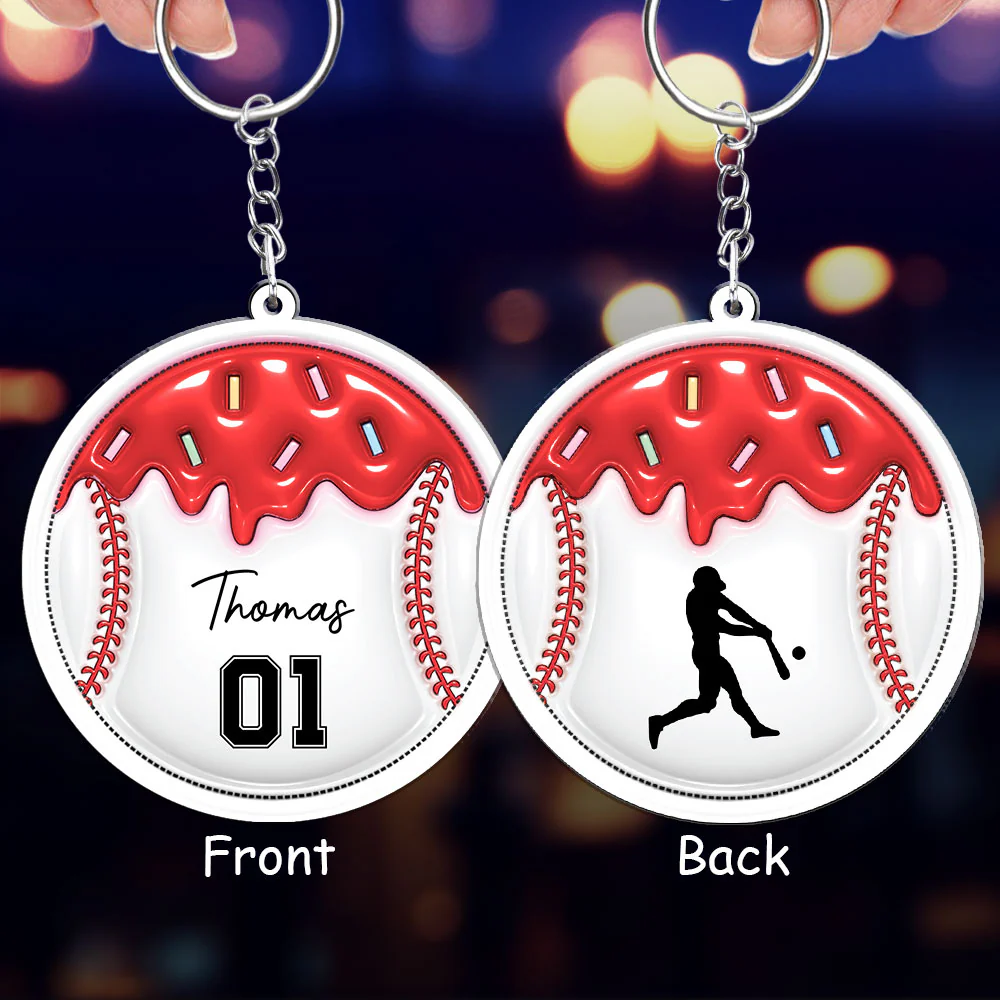 Baseball Unites The Team - Personalized Custom 3D Inflated Effect Acrylic Keychain - Image 3