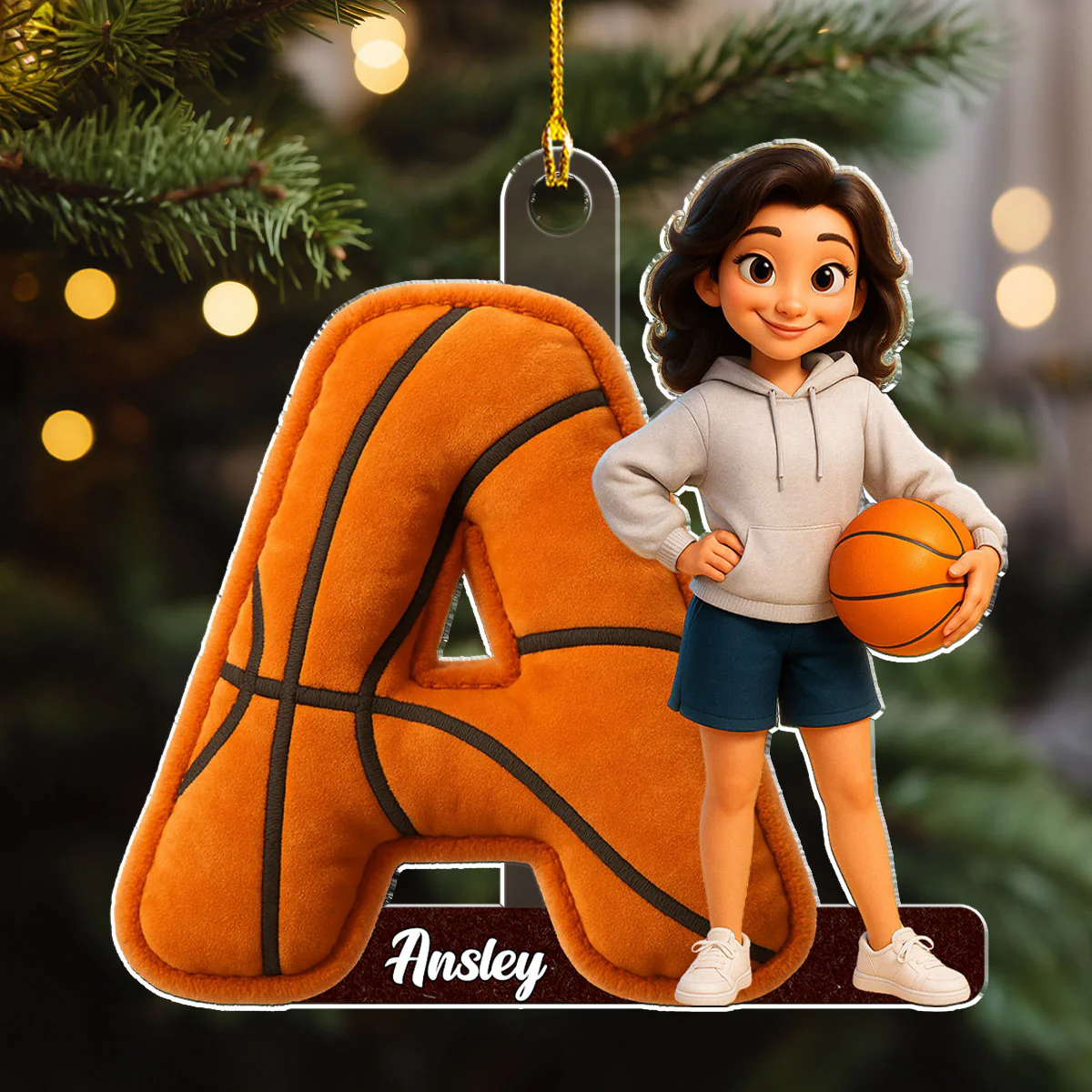 Basketball Letter - Personalized Custom Acrylic Ornament - Image 2
