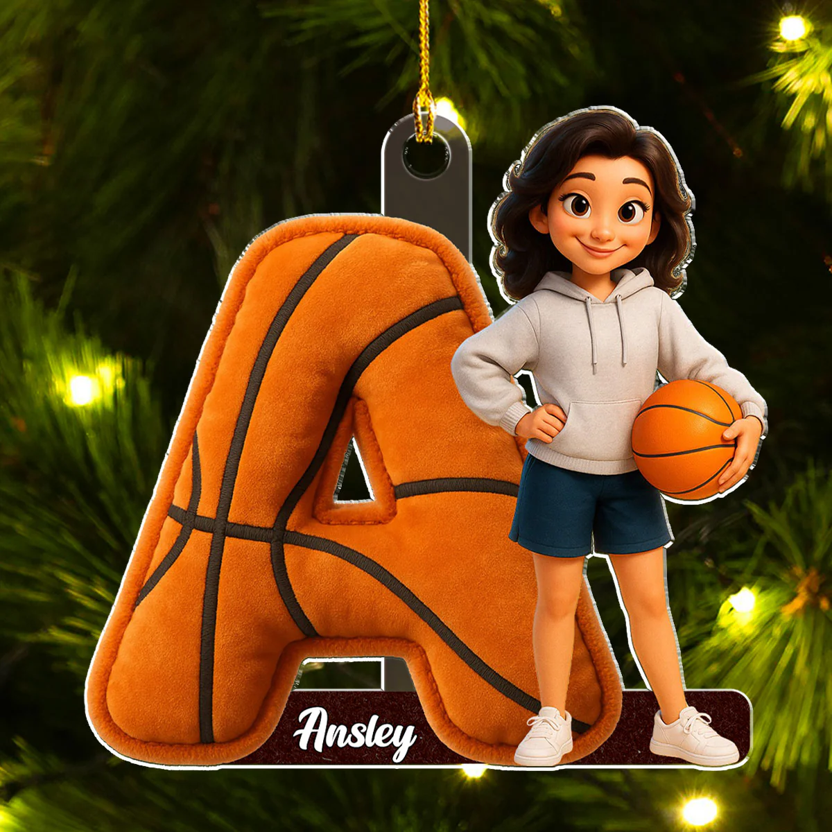 Basketball Letter - Personalized Custom Acrylic Ornament - Image 4