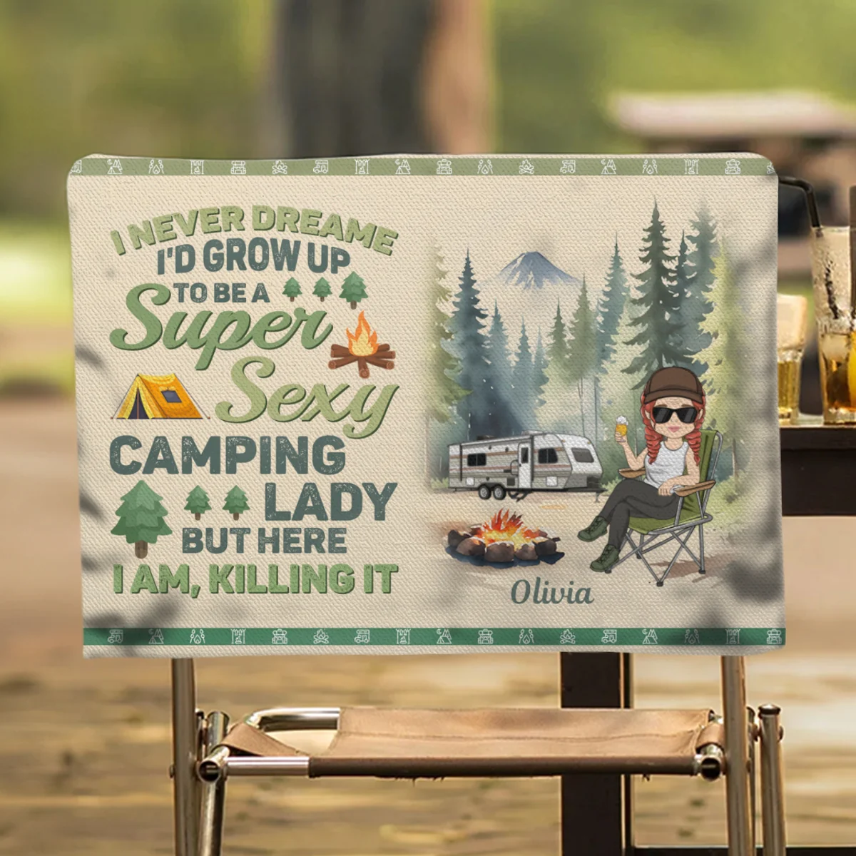 Be A Super Sexy Camping Lady - Personalized Custom Camping Chair Cover - Image 5