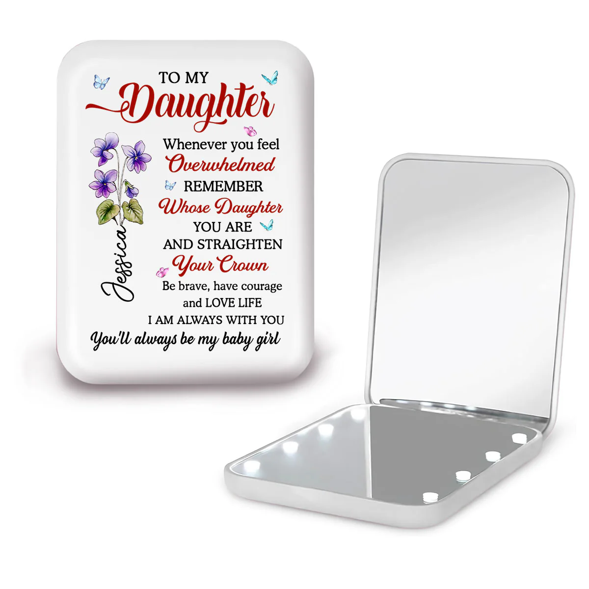 Be Brave - Personalized Custom LED Pocket Mirror