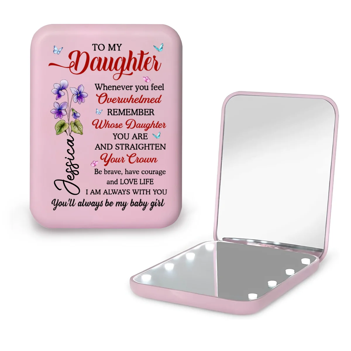 Be Brave - Personalized Custom LED Pocket Mirror - Image 9