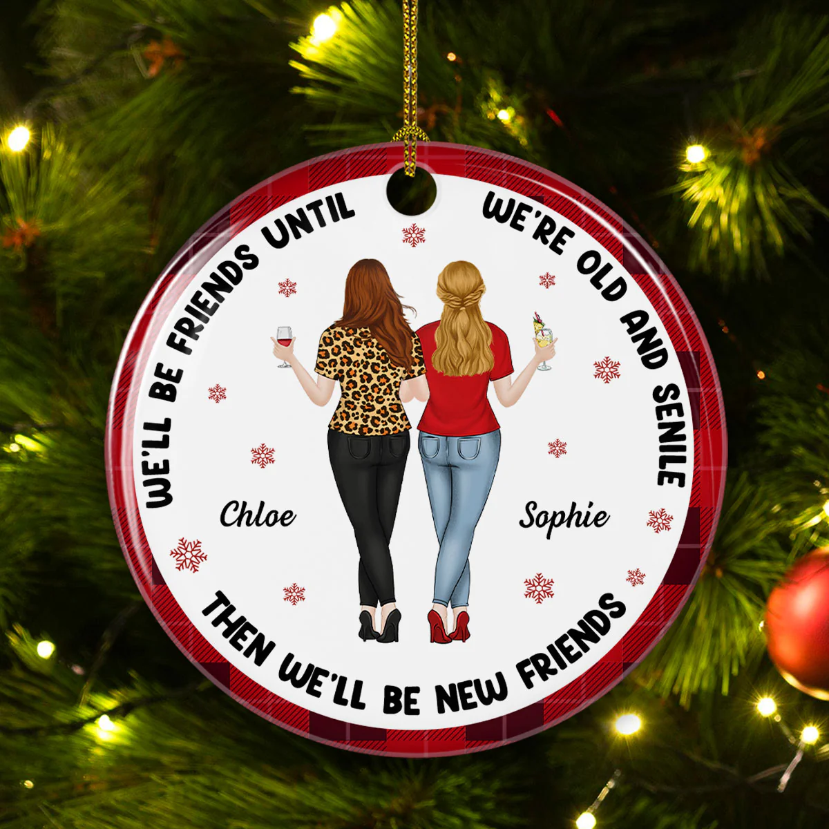 Be Friends Forever - Personalized Custom Ceramic Ornament - Image 2