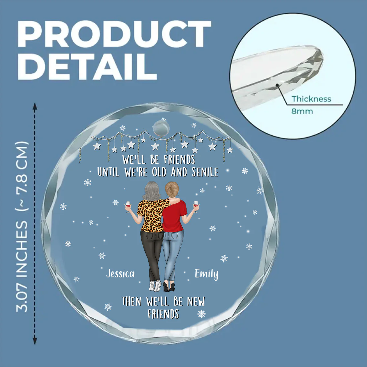 Be Friends Until We Are Old - Personalized Custom Glass Ornament - Image 5