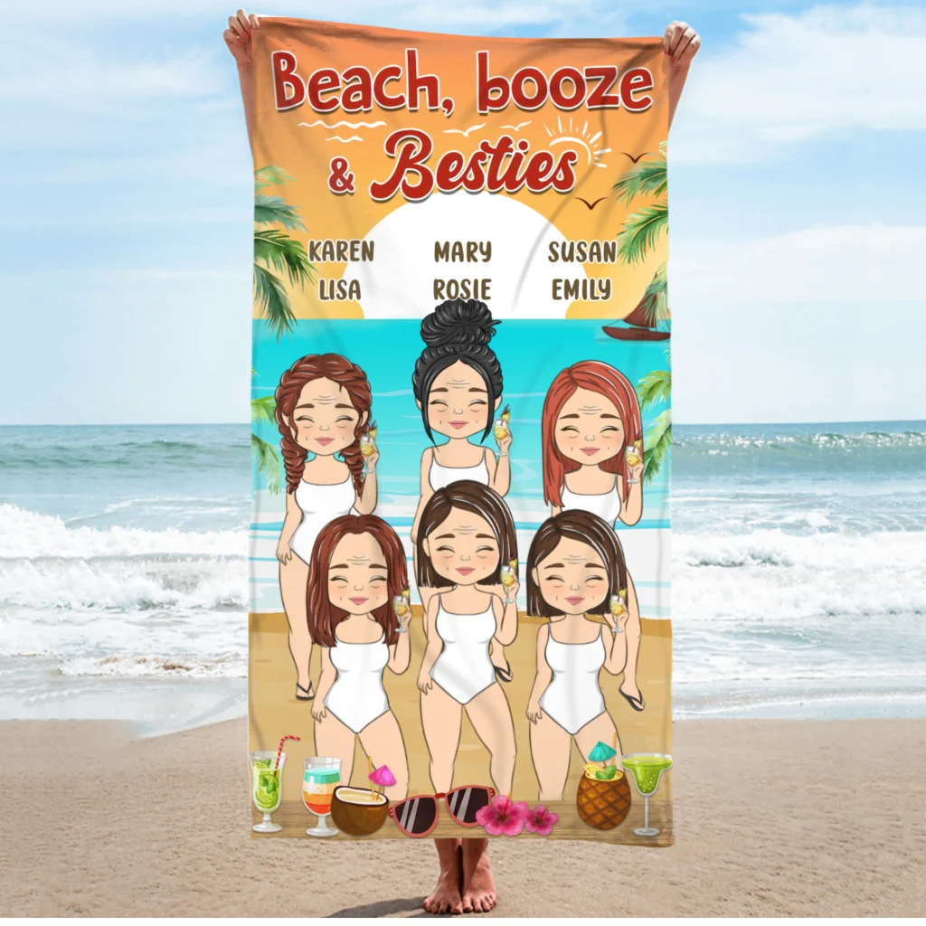 Beach & Besties - Personalized Custom Beach Towel - Image 5
