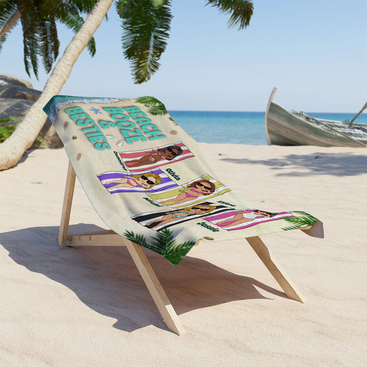 Beach, Booze & Besties - Personalized Custom Beach Towel - Image 3