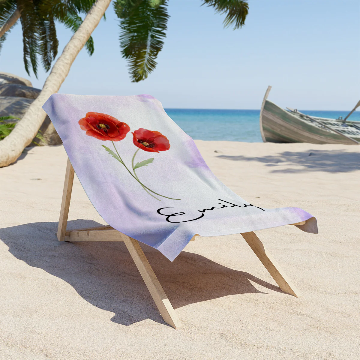 Beach Flower -  Personalized Custom Beach Towel - Image 3