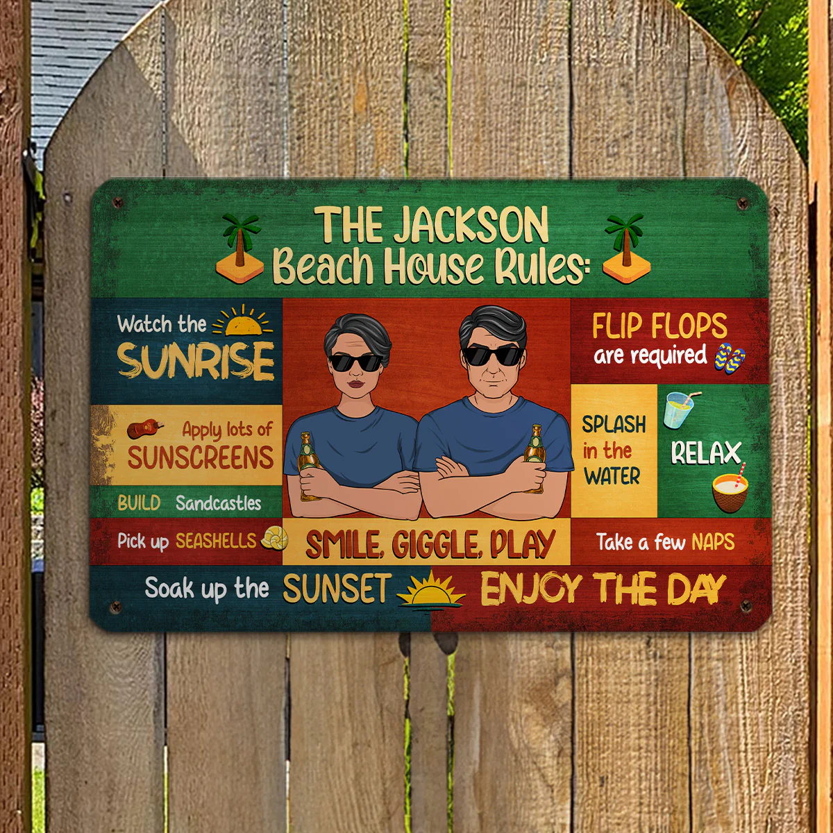 Beach House Rules - Personalized Custom Metal Sign - Image 2