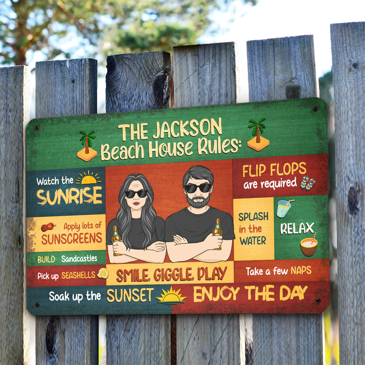 Beach House Rules - Personalized Custom Metal Sign - Image 3