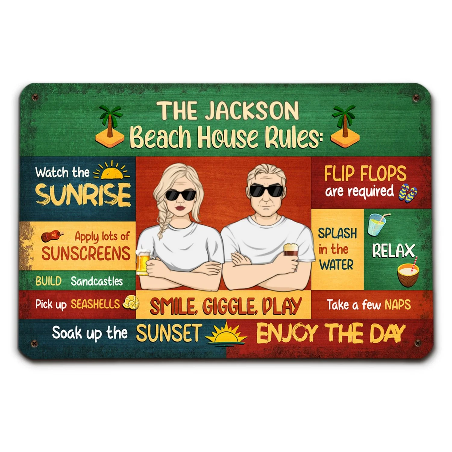 Beach House Rules - Personalized Custom Metal Sign - Image 4
