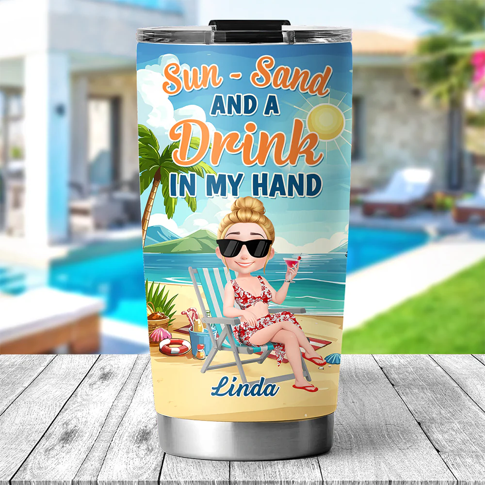 Beach Vacation - Personalized Custom Tumbler - Image 2