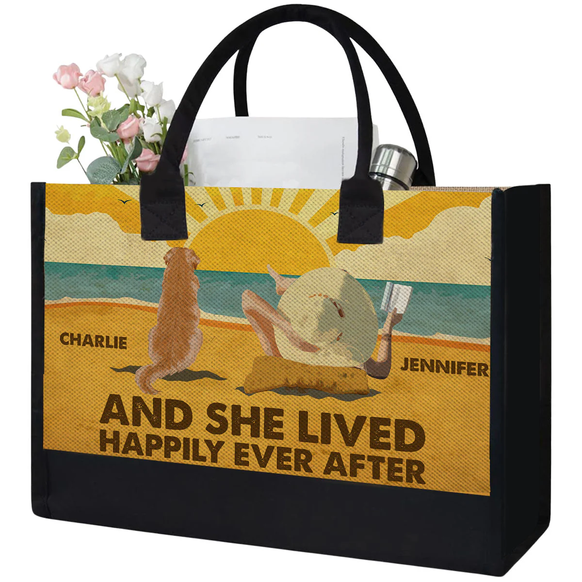 Beach Vibes - Personalized Custom Canvas Tote Bag - Image 2