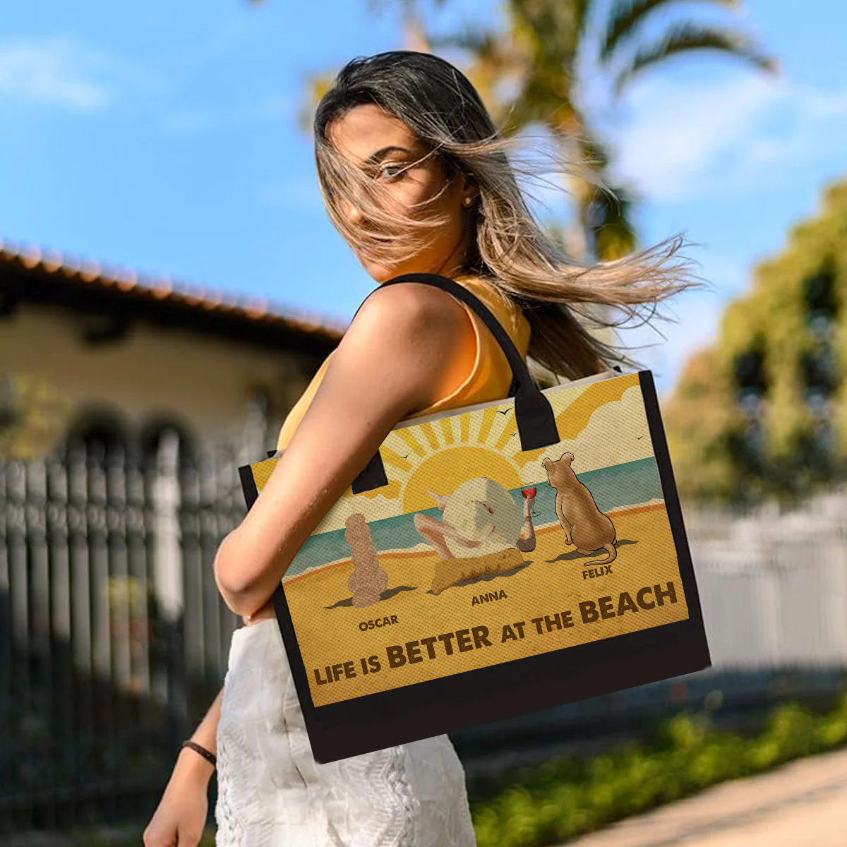 Beach Vibes - Personalized Custom Canvas Tote Bag - Image 3