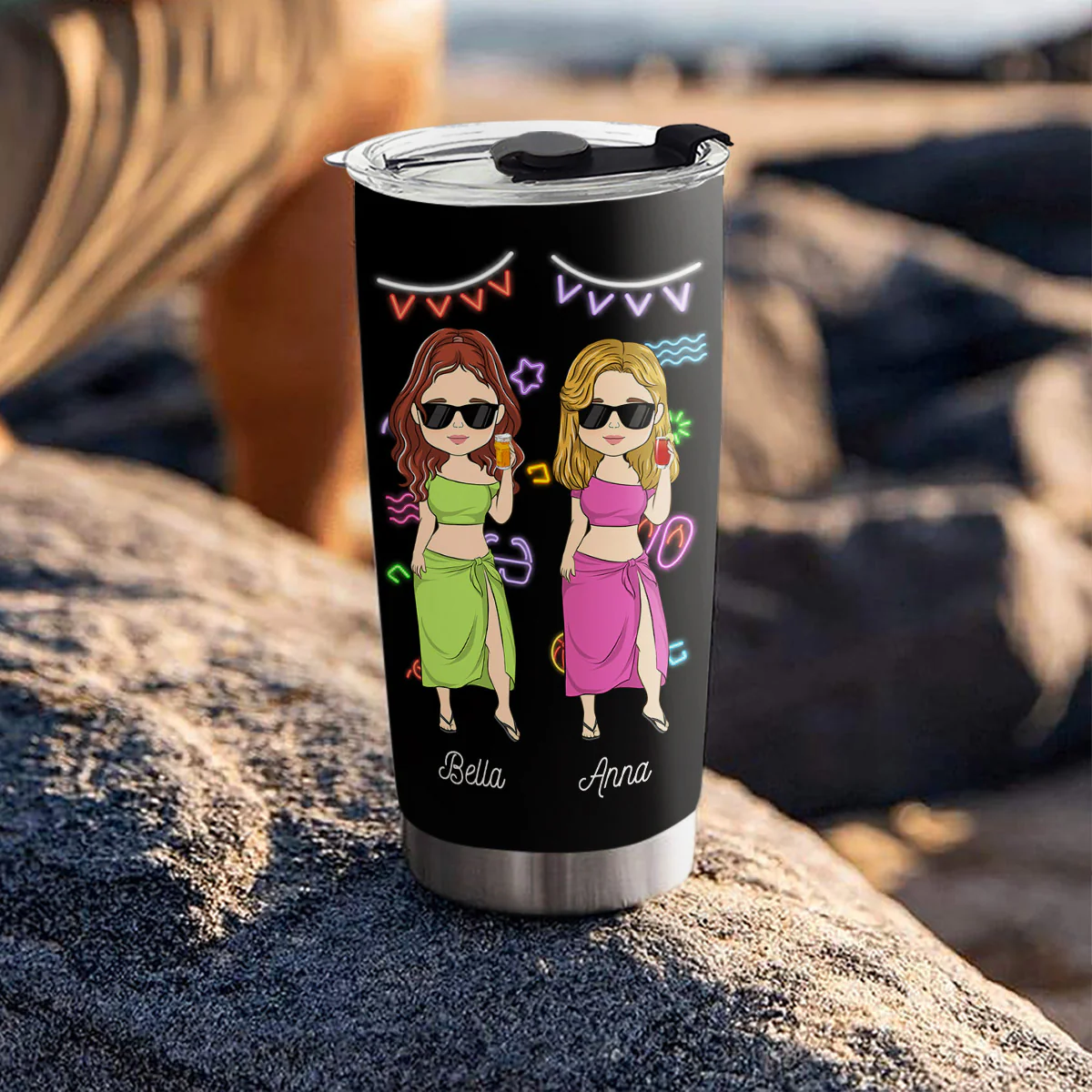 Beaches With Besties - Personalized Custom Tumbler - Image 4