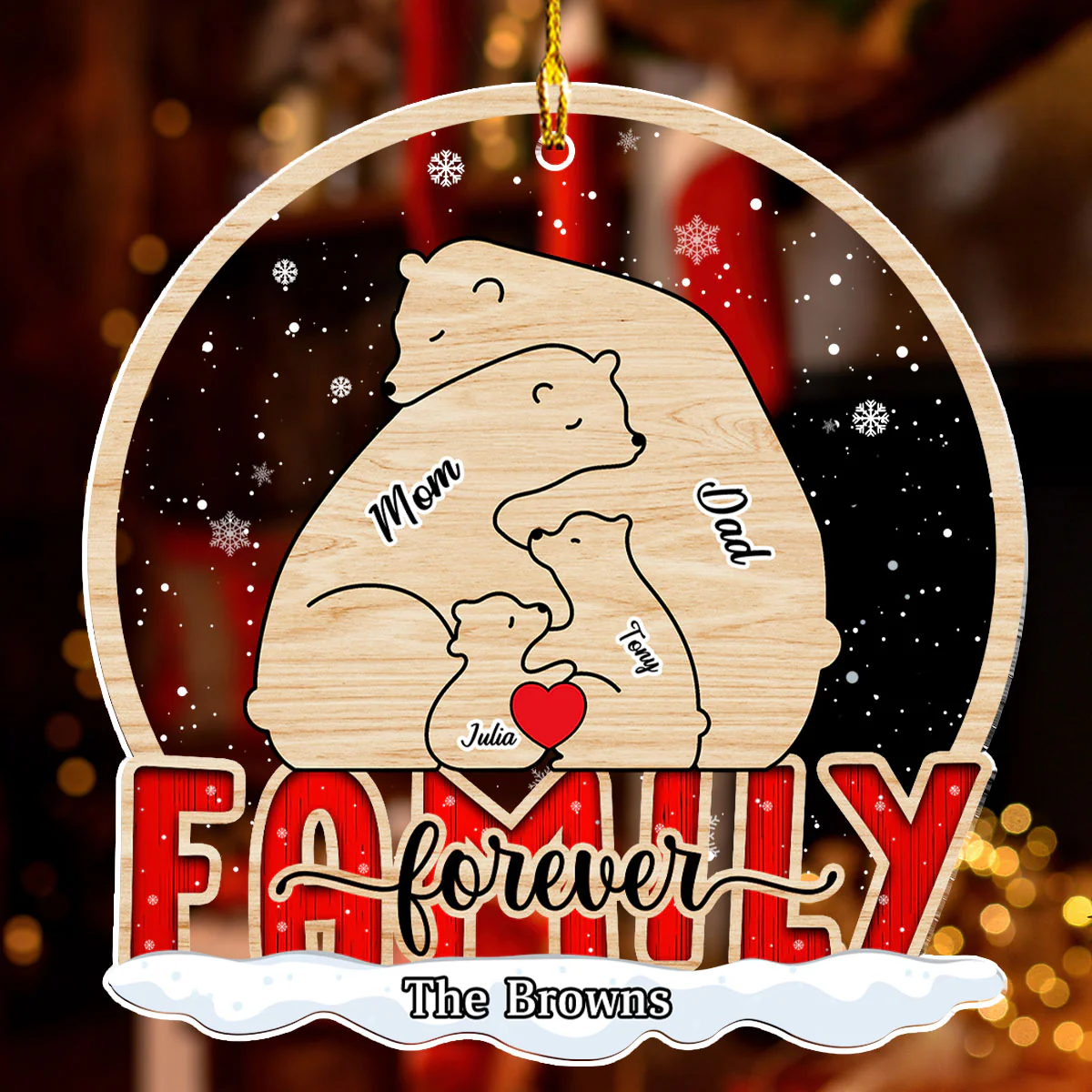 Bear Family - Personalized Custom Acrylic Ornament - Image 2