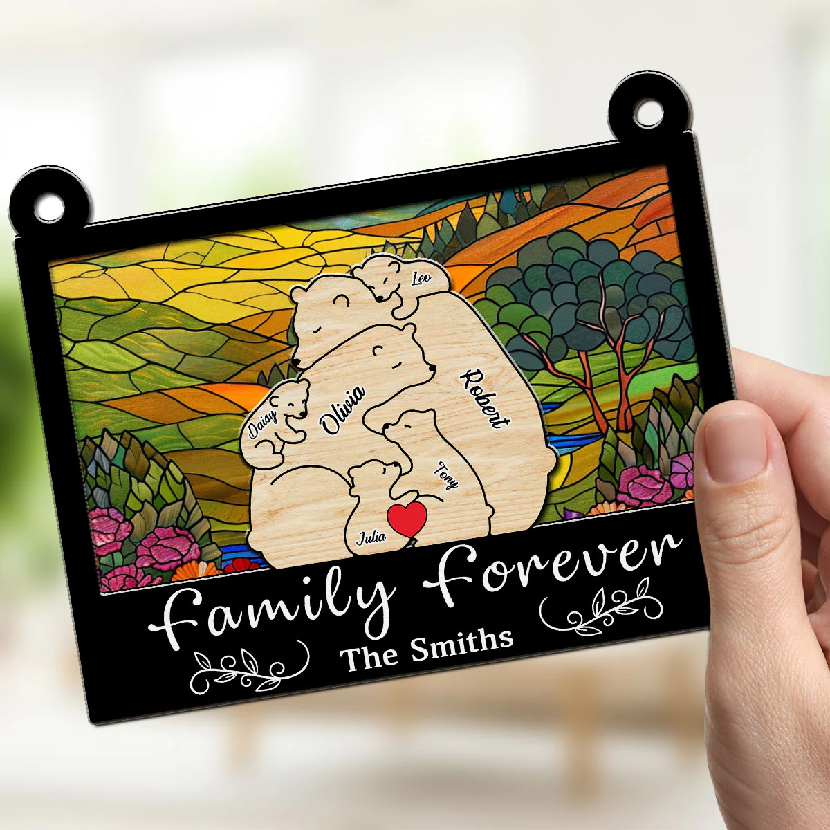 Bear Family - Personalized Custom Suncatcher - Image 2