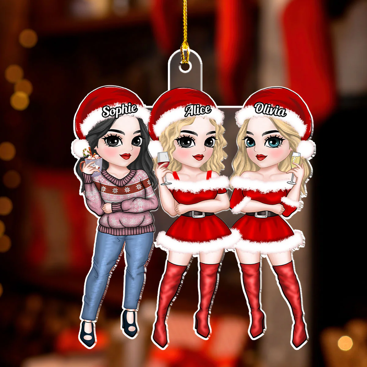 Beautiful Bestie Christmas - Personalized Custom Acrylic Ornament - Image 2
