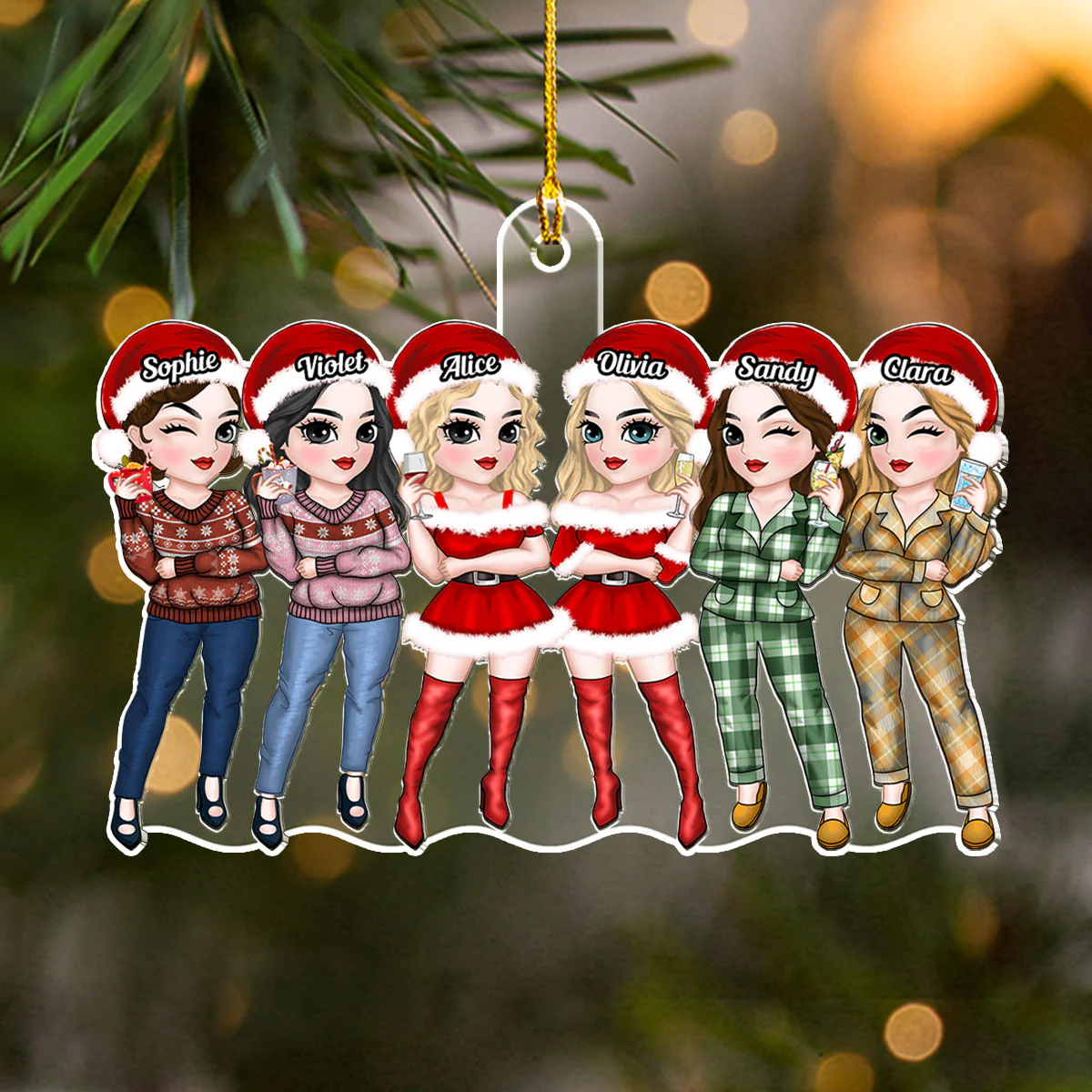 Beautiful Bestie Christmas - Personalized Custom Acrylic Ornament - Image 3