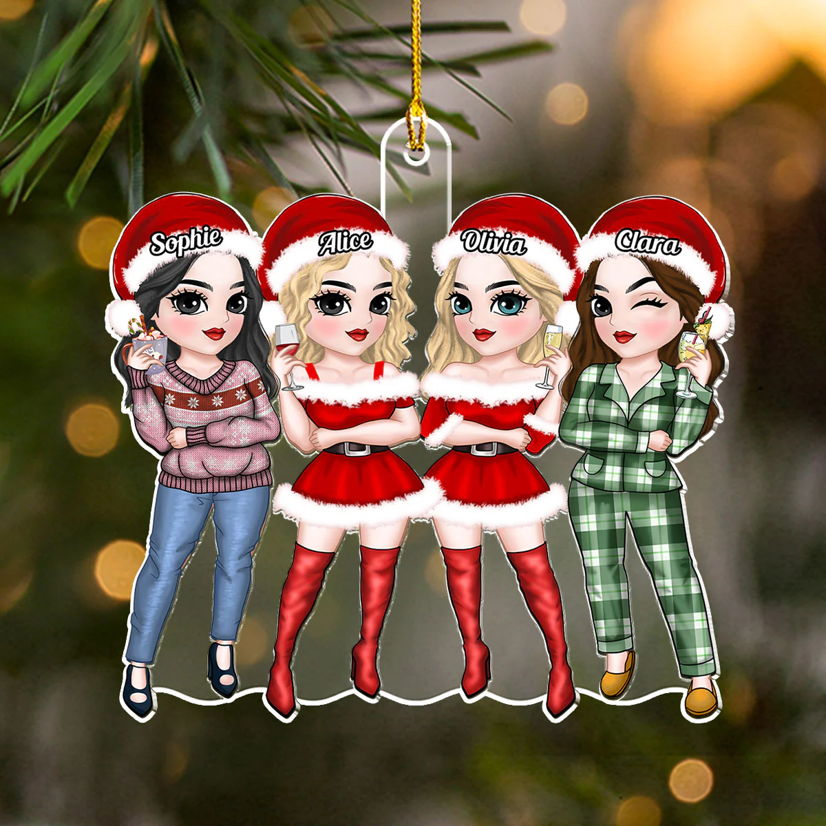 Beautiful Bestie Christmas - Personalized Custom Acrylic Ornament - Image 4