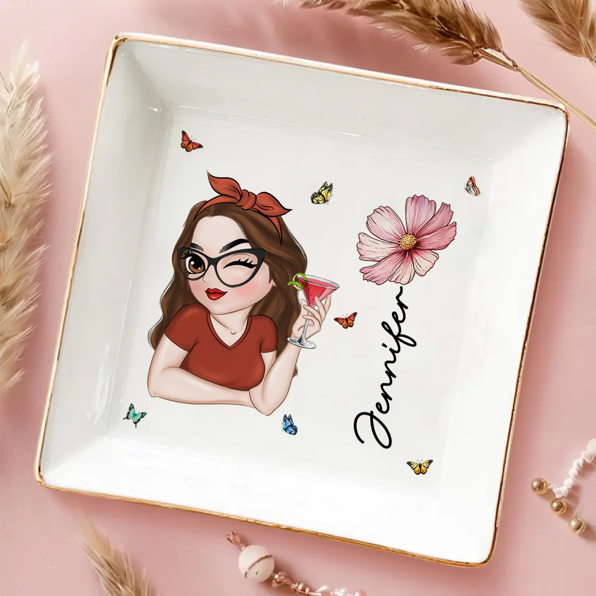 Beautiful Bestie - Personalized Custom Jewelry Dish - Image 5