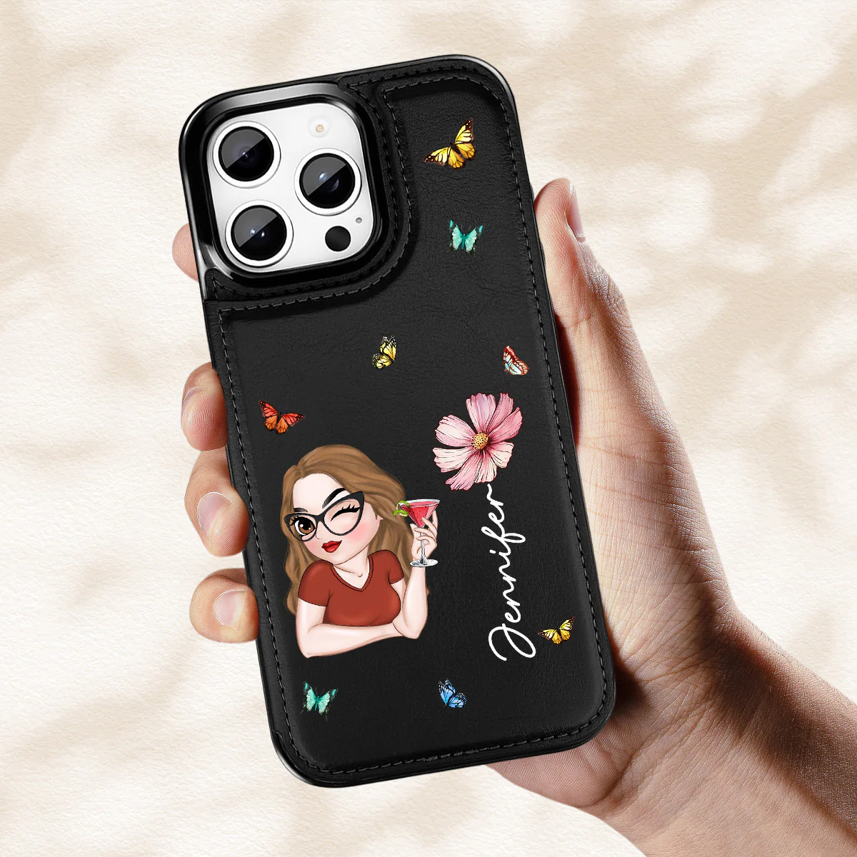 Beautiful Bestie - Personalized Custom Leather Phone Case - Image 3
