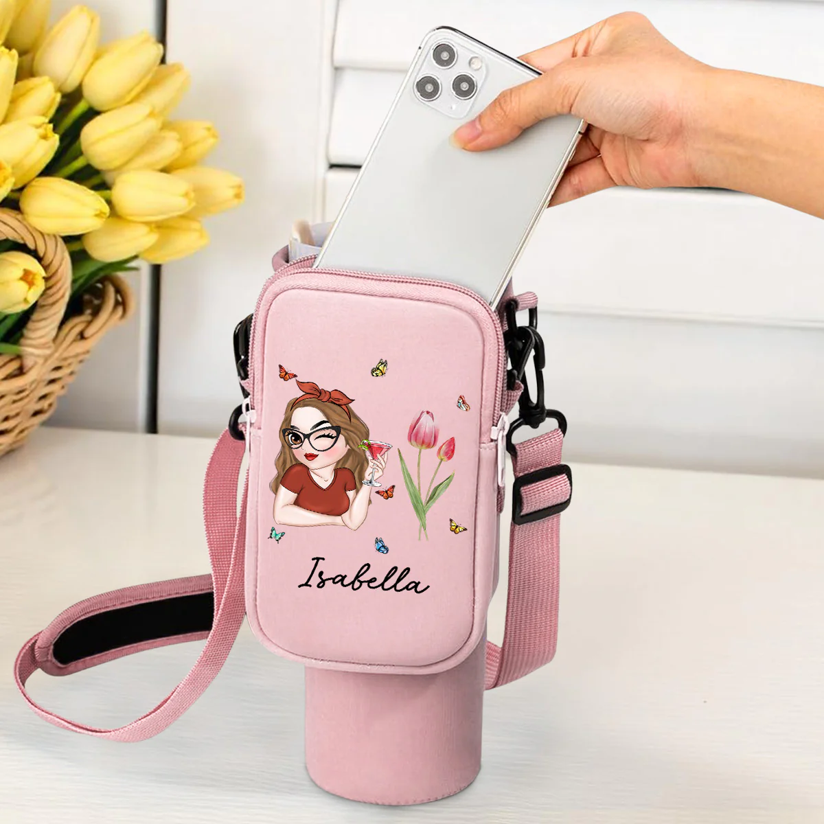 Beautiful Bestie - Personalized Custom Water Bottle Carrier Bag - Image 2