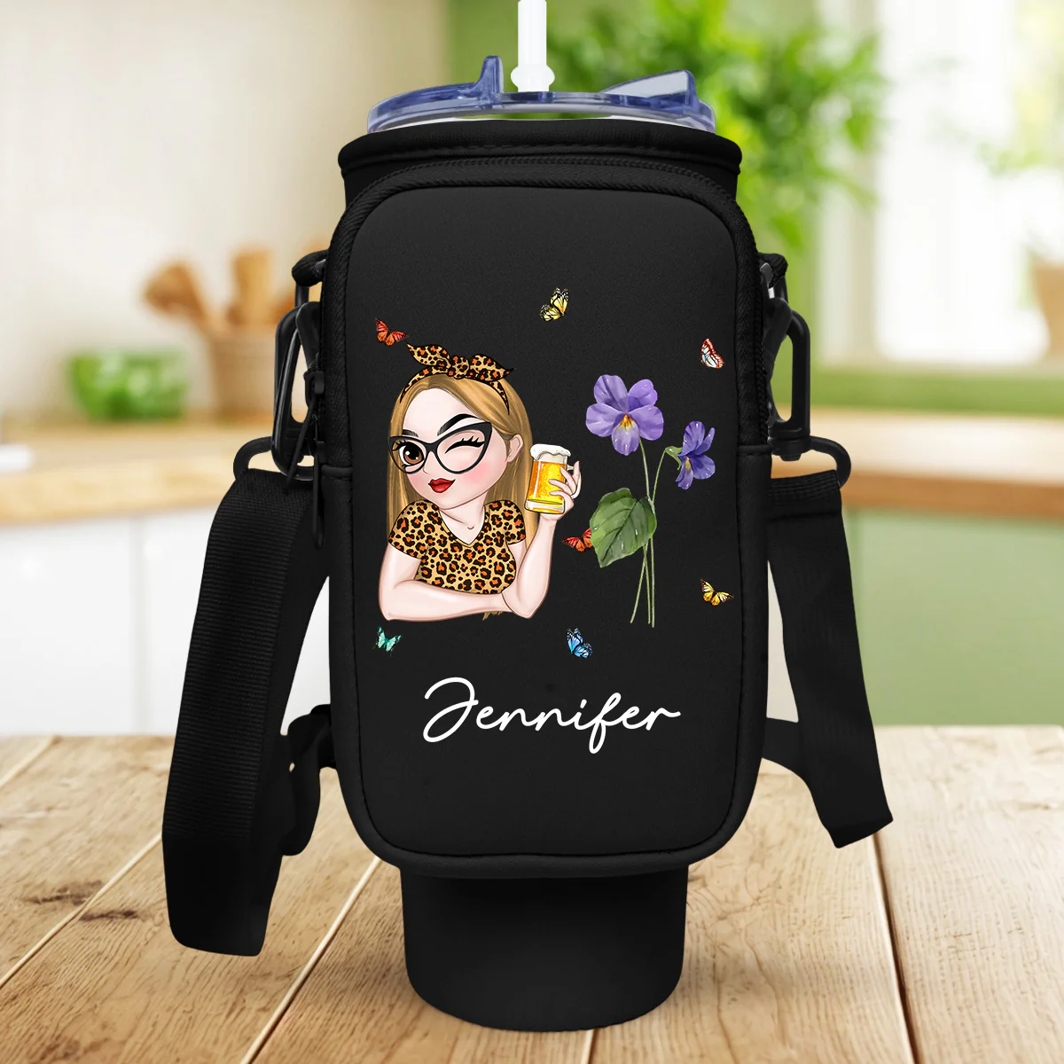 Beautiful Bestie - Personalized Custom Water Bottle Carrier Bag - Image 3