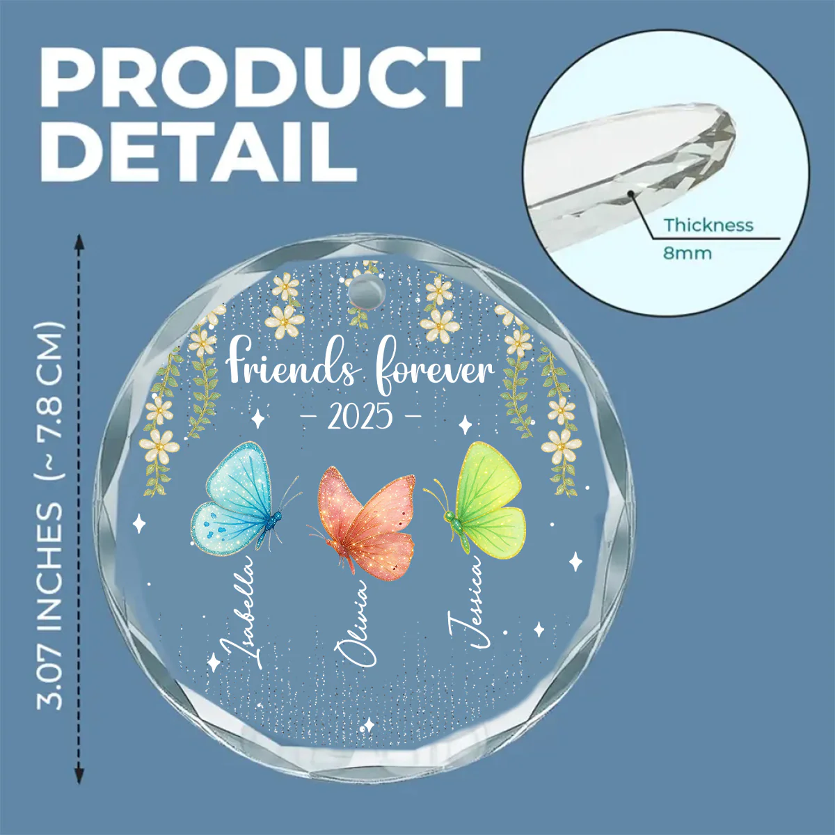 Beautiful Butterfly Sisters - Personalized Custom Glass Ornament - Image 5
