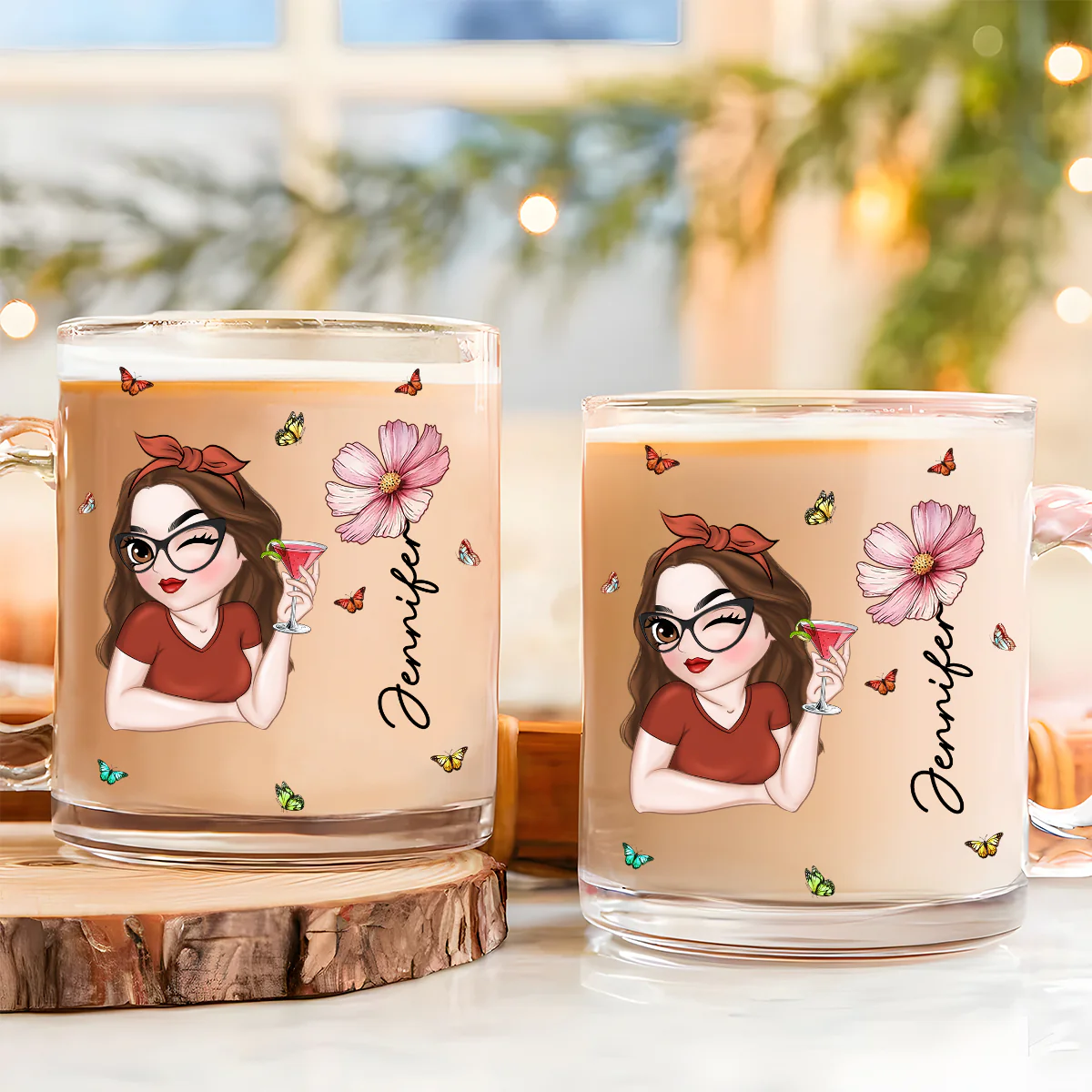 Beautiful Friend - Personalized Custom Glass Mug - Image 2