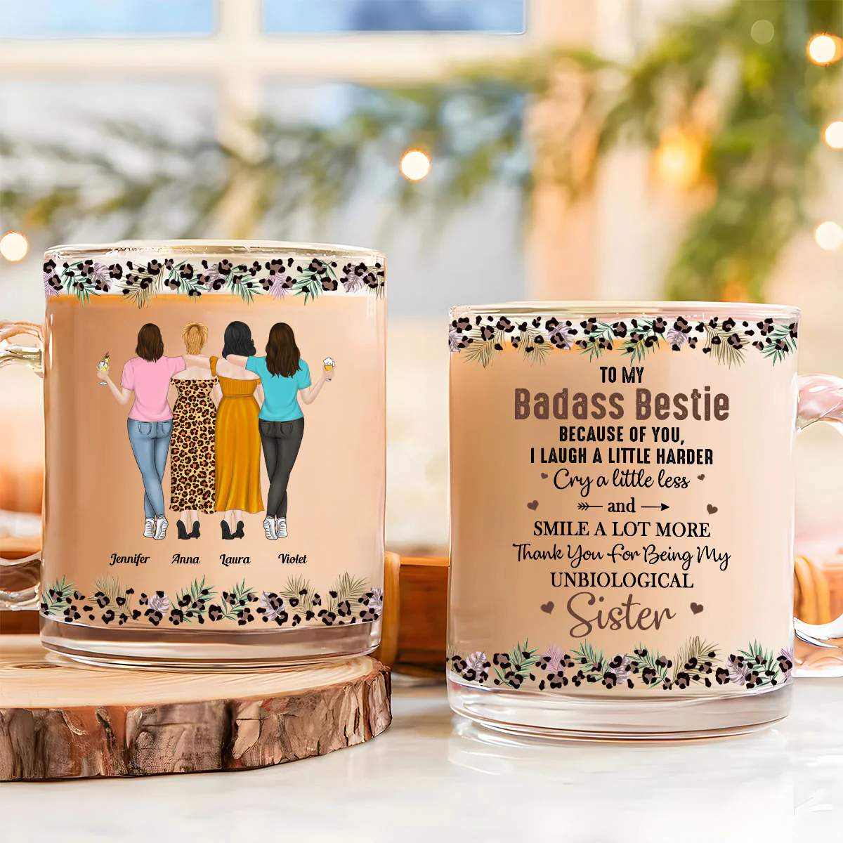 Beautiful Friendship - Personalized Custom Glass Mug - Image 2