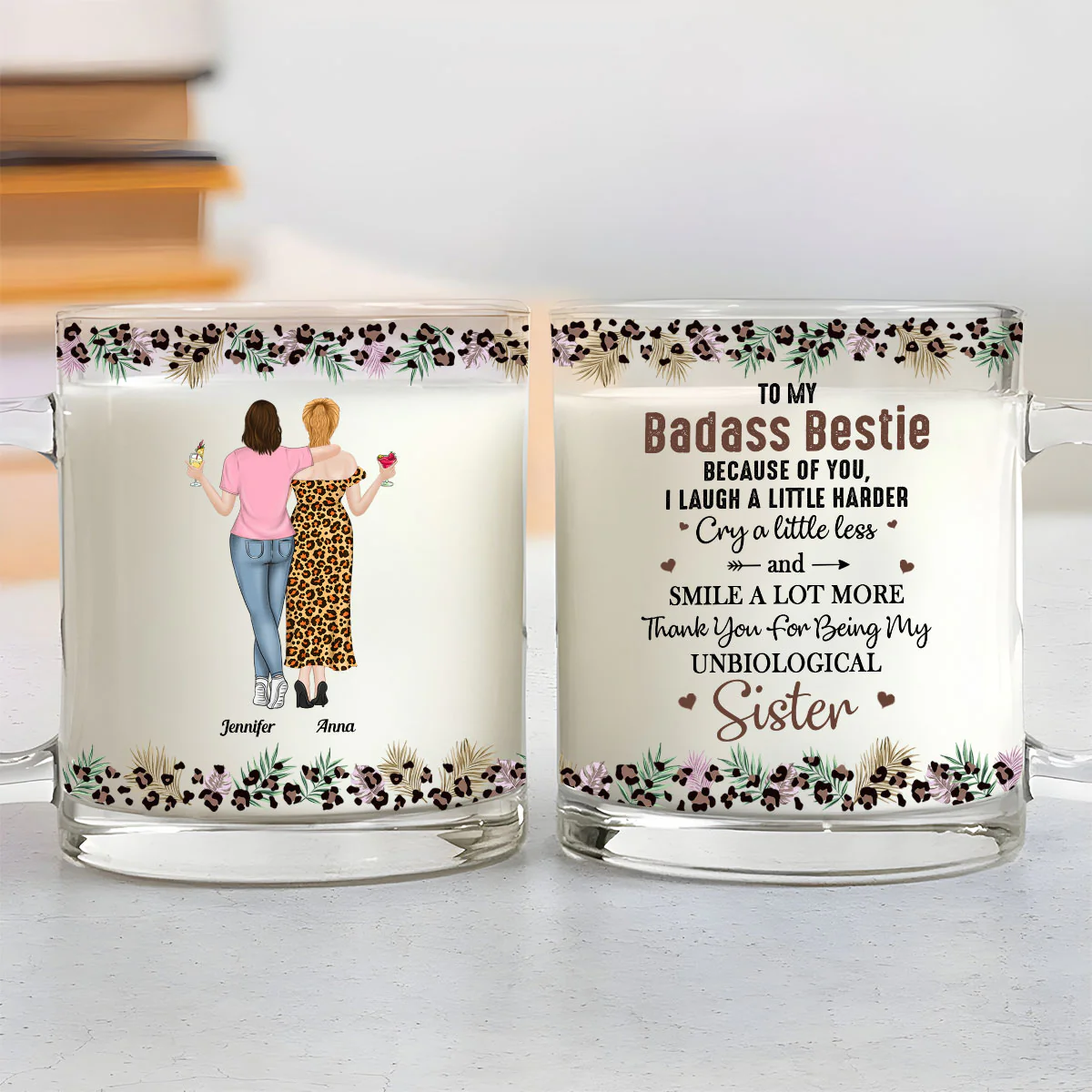 Beautiful Friendship - Personalized Custom Glass Mug - Image 3