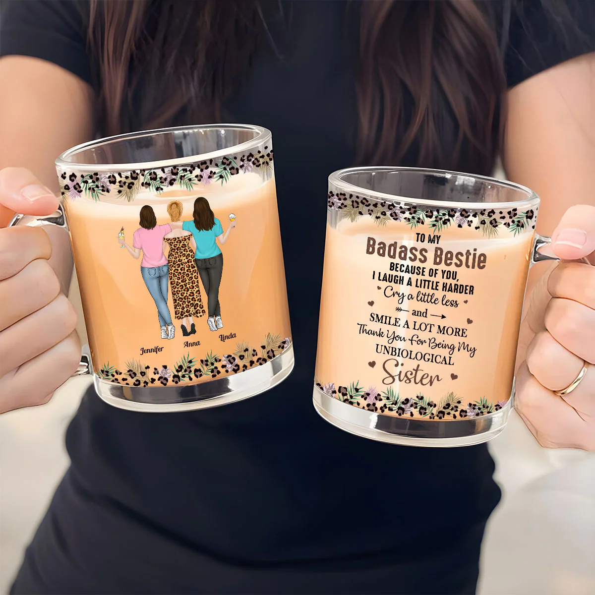Beautiful Friendship - Personalized Custom Glass Mug - Image 4