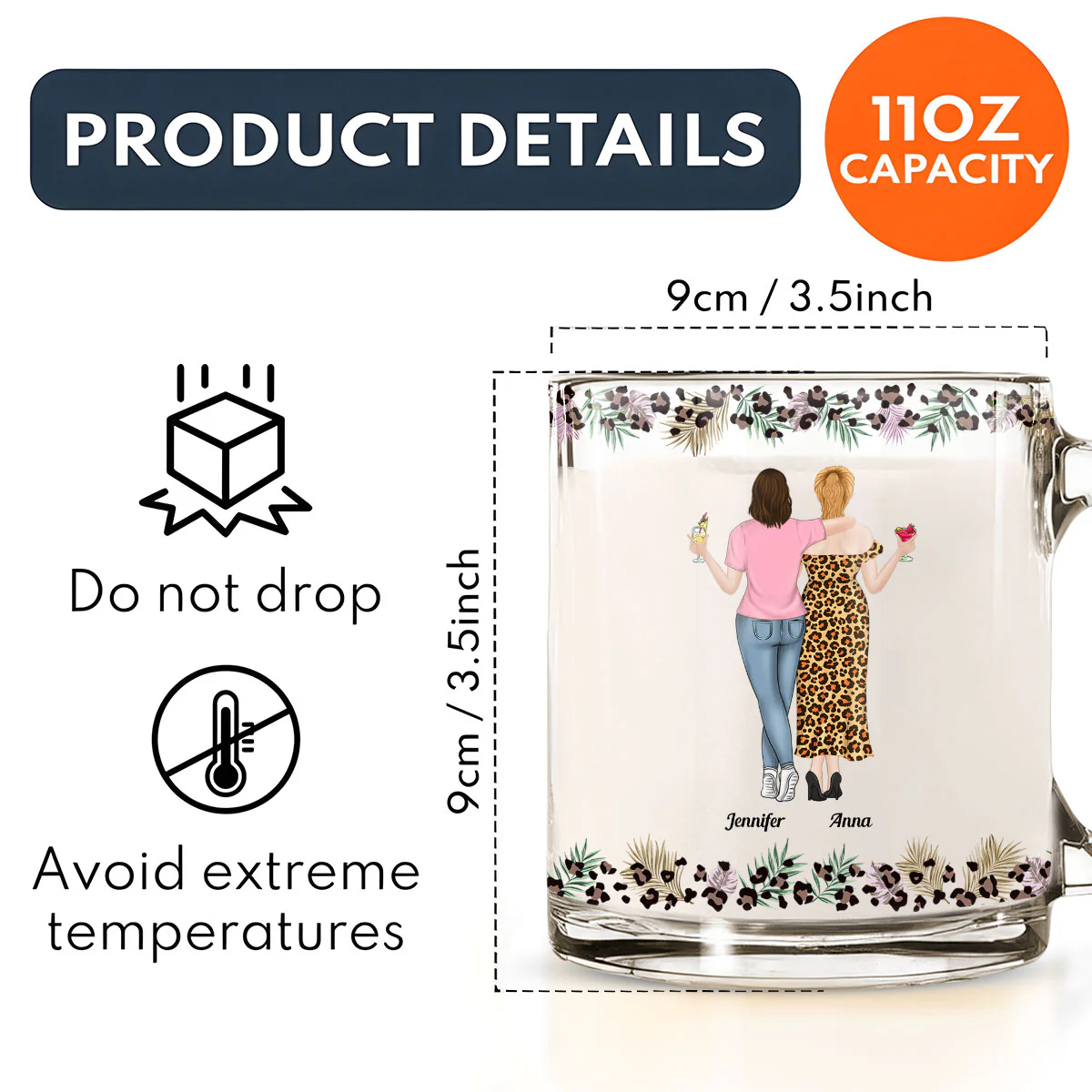 Beautiful Friendship - Personalized Custom Glass Mug - Image 5