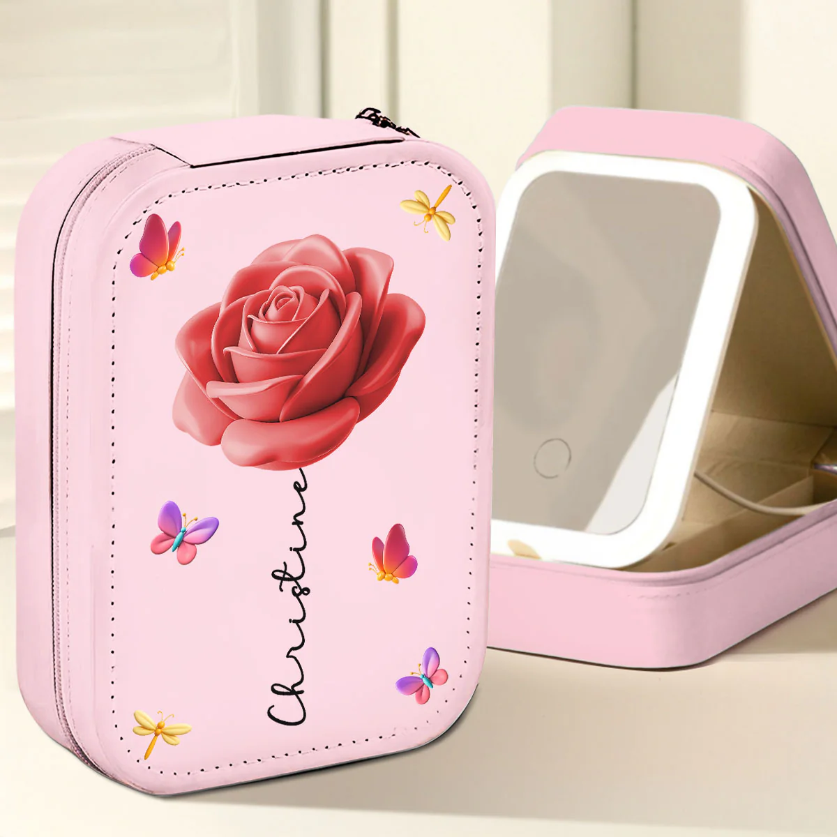 Beautiful Girl - Personalized Custom Jewelry Box With LED Mirror