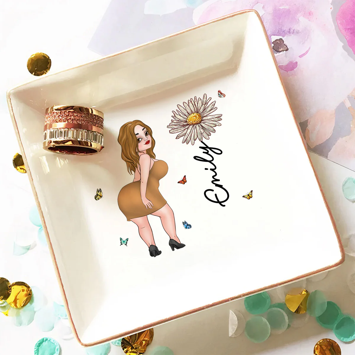 Beautiful Girl - Personalized Custom Jewelry Dish - Image 2