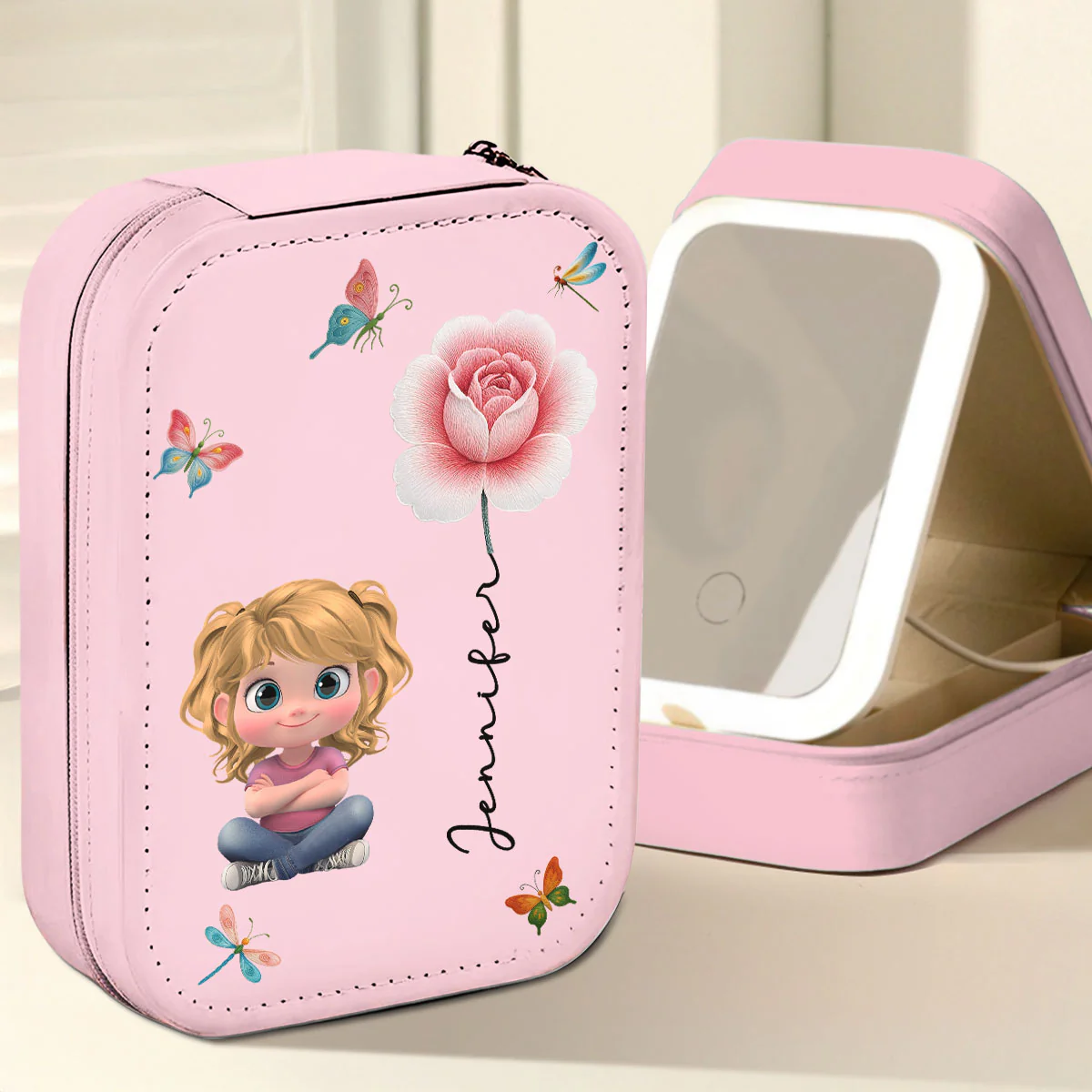 Beautiful Little Soul - Personalized Custom Jewelry Box With LED Mirror
