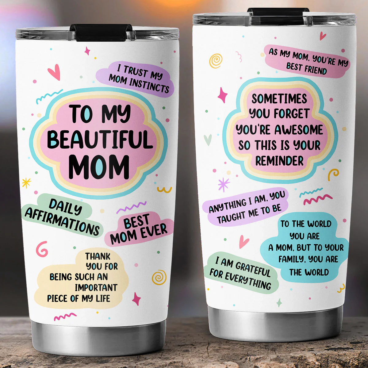Beautiful Mom Daily Affirmations - Personalized Custom Tumbler - Image 2