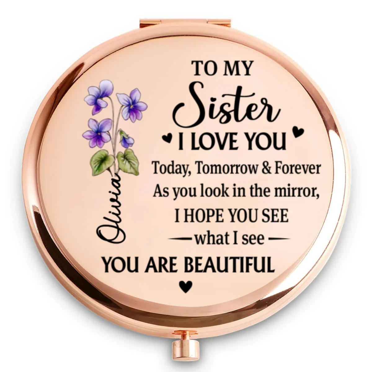 Beautiful Sister Inside And Out - Personalized Custom Compact Mirror - Image 5