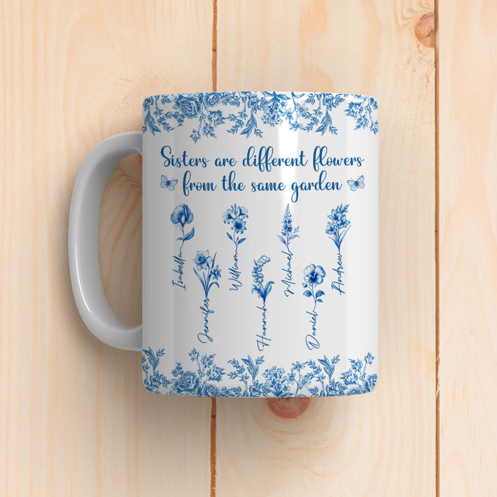 Beautiful Sisters Flower - Personalized Custom Coffee Mug - Image 5
