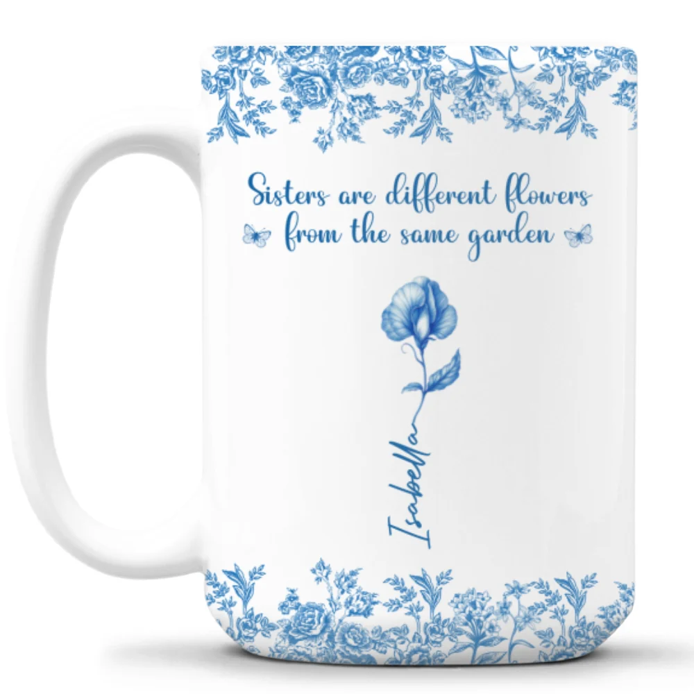 Beautiful Sisters Flower - Personalized Custom Coffee Mug - Image 8