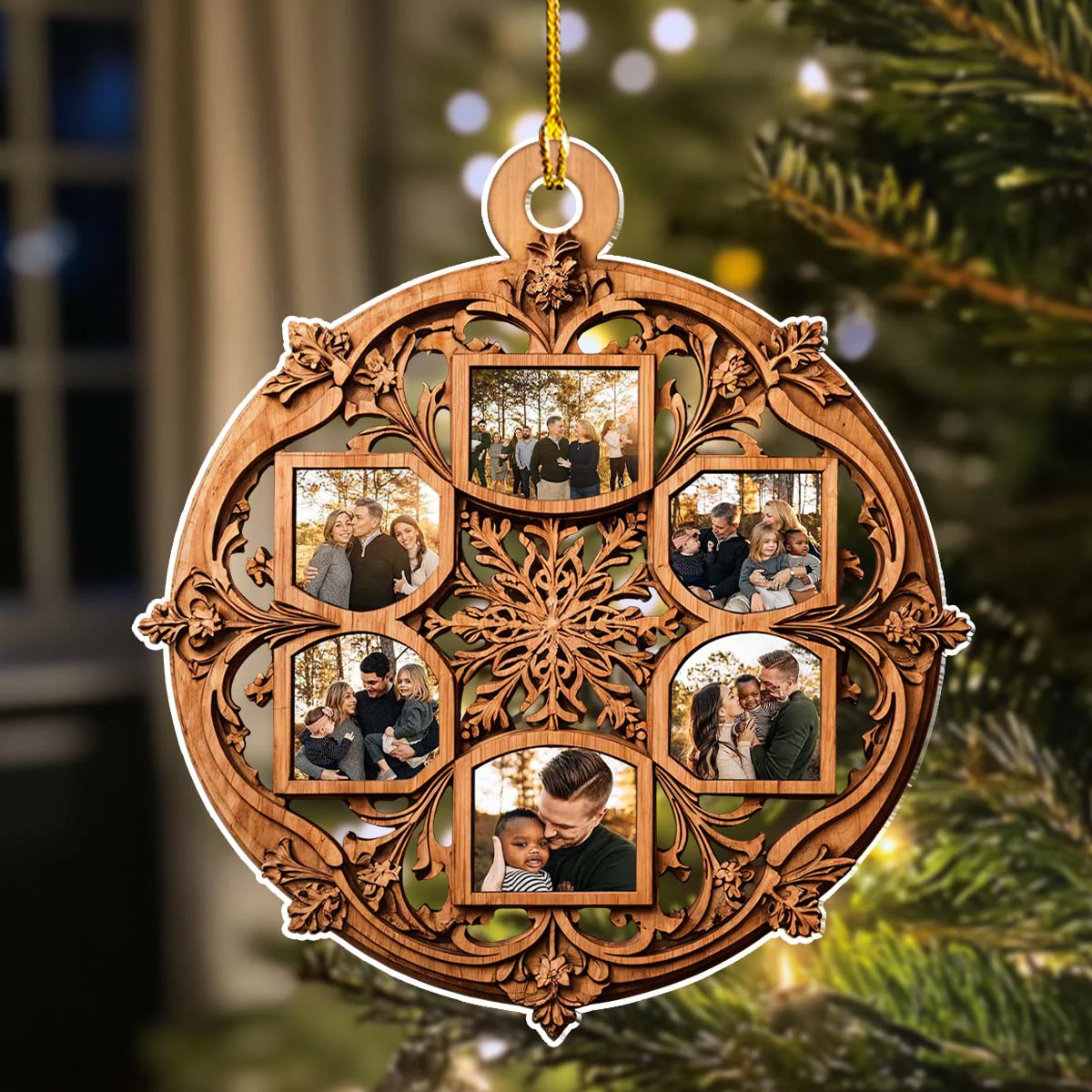 Beautiful Snowflake Photo Family - Personalized Custom Acrylic Ornament - Image 5