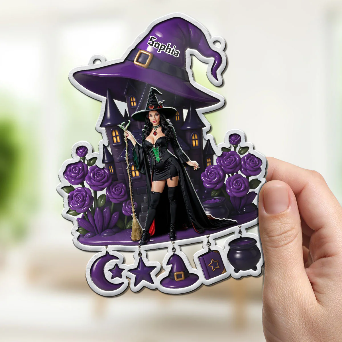 Beautiful Witch - Personalized Custom Suncatcher - Image 5