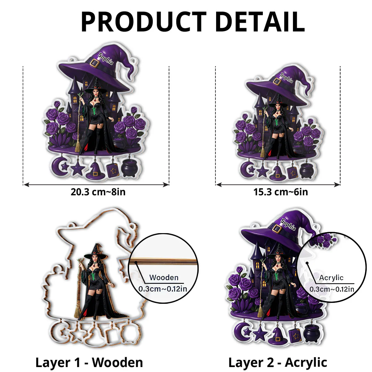 Beautiful Witch - Personalized Custom Suncatcher - Image 6