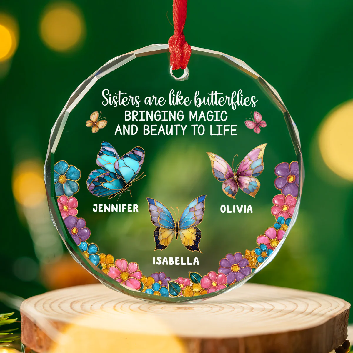 Beauty And Magic - Personalized Custom Glass Ornament - Image 3