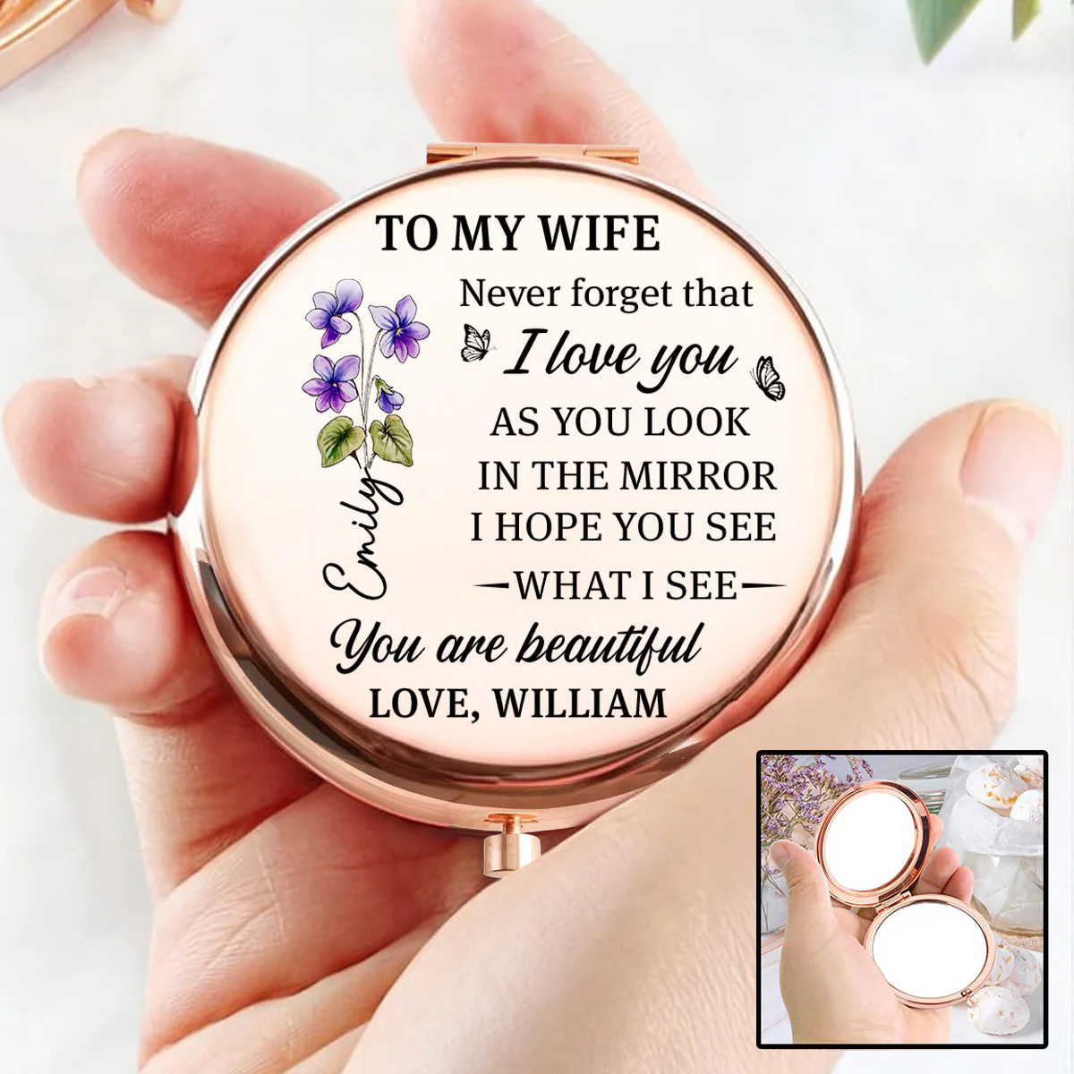 Beauty Begins With You - Personalized Custom Compact Mirror - Image 4