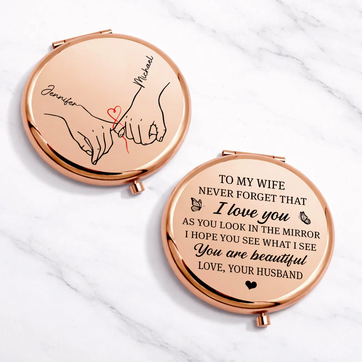 Beauty Reflected Through Love - Personalized Custom Compact Mirror - Image 2