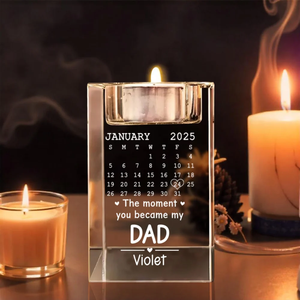 Became Daddy - Personalized Custom Engraved Crystal Candle Holder - Image 6