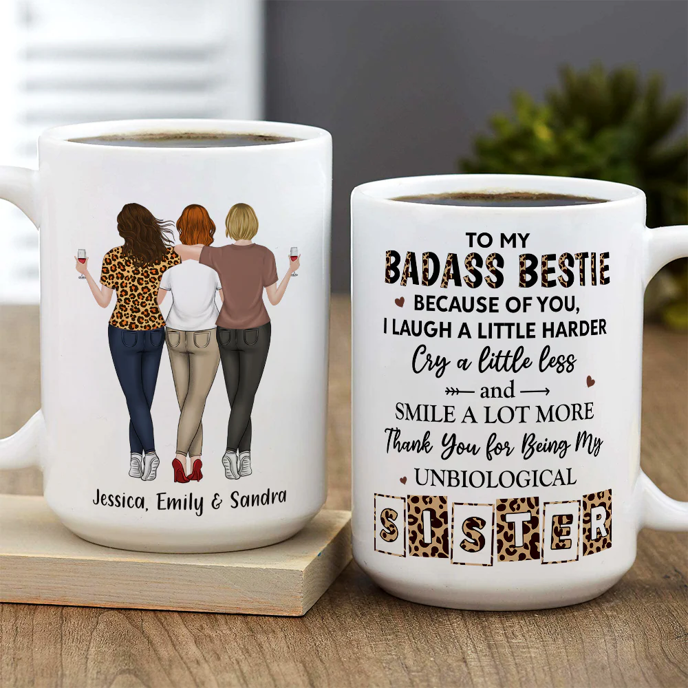Because Of You Bestie - Personalized Custom Coffee Mug - Image 6